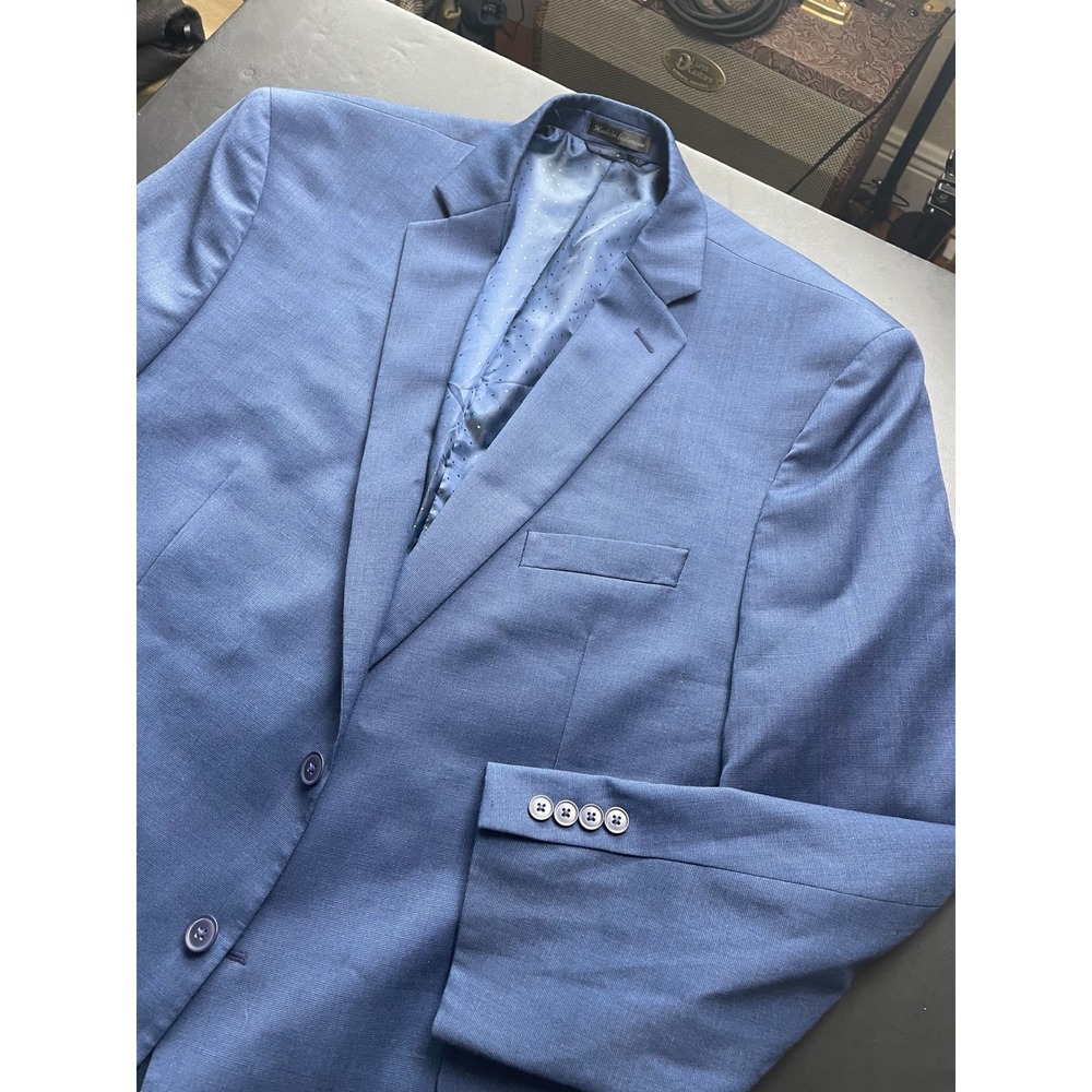 Michael Strahan Blazer Mens 48R Blue Wool Blend Pockets Tail still sown shut